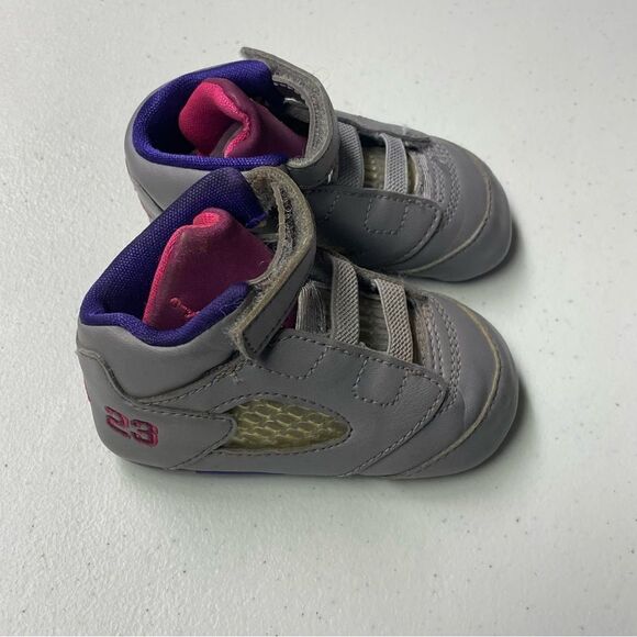 Jordan infant toddler baby crib shoes Retro 5 gray pink size 3C - Picture 1 of 5